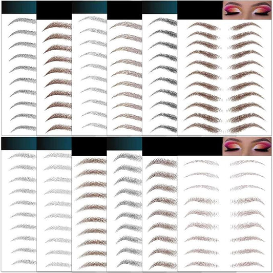8 Sheets Eyebrows Tattoo Waterproof, 72 Pairs Eyebrow Tattoo Stickers Temporary Eyebrow Tattoos for Women & Girl, Fake Eyebrows Peel Off False 4D Hair-like Instant Transfer Brows