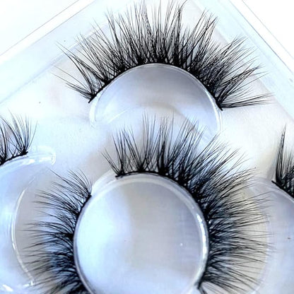 Sunniess False Eyelashes 8D Faux Mink Lashes 100% Handmade Reusable Natural Look Fake Eye lashes Cat-Eye Fluffy Wispy Lashes Dramatic Long Thick Volume Soft Lashes Packs