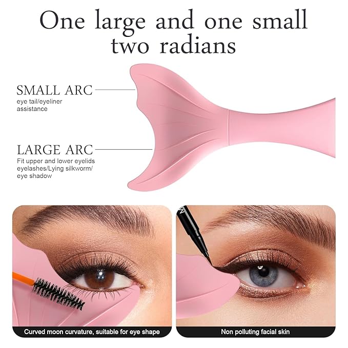 Mascara Shield Applicator Guard and Eyeliner Tool Set Mascara Eyelash Comb Applicator Eyeliner Stencils for Quick Eye Makeup (Pink, L)
