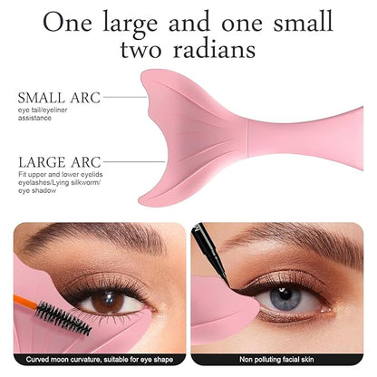 Mascara Shield Applicator Guard and Eyeliner Tool Set Mascara Eyelash Comb Applicator Eyeliner Stencils for Quick Eye Makeup (Pink, L)