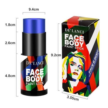 Professional Blue Face Body Paint Stick Makeup, DE’LANCI Cream Blendable Dark Blue Grease Foundation Painting Pen,Zombie Halloween SFX Special Effects Cosplay Costume Makeup, #05 ELF BLUE