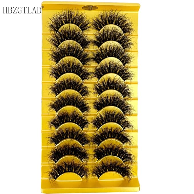 HBZGTLAD Soft Mink Eyelashes 3D Curl Winged End Eye Elongated Fake Lashes Thick Handmade Natural False Eyelash Messy Cross Lash Wholesale (6D25)