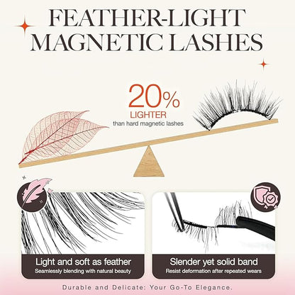 Giani Magnetic Lashes,Magnetic Eyelashes with applicator Natural Look,Reusable No Glue Needed Soft Eyelashes Kit,Lightweight & Waterproof, 3D Soft Flex,Easy to Apply,for All-Day Wear (Photogenic)