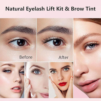 Professional Lash Lift and Brow Lamination Kit - 4 in 1 Eyelash Perm and Eyebrow Curling Set, Coffee - Suitable for Salon and Home Use