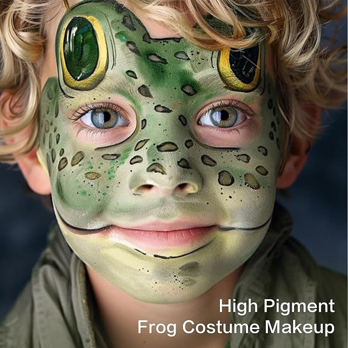 UCANBE Jungle Green Face Body Paint Makeup Foundation, Non-Toxic Cream Greasepaint, Face Painting Kit for for Kids & Adult Halloween Parties, Monster Witch Orcs Hulk Camo Hunting SFX Cosplay Costumes