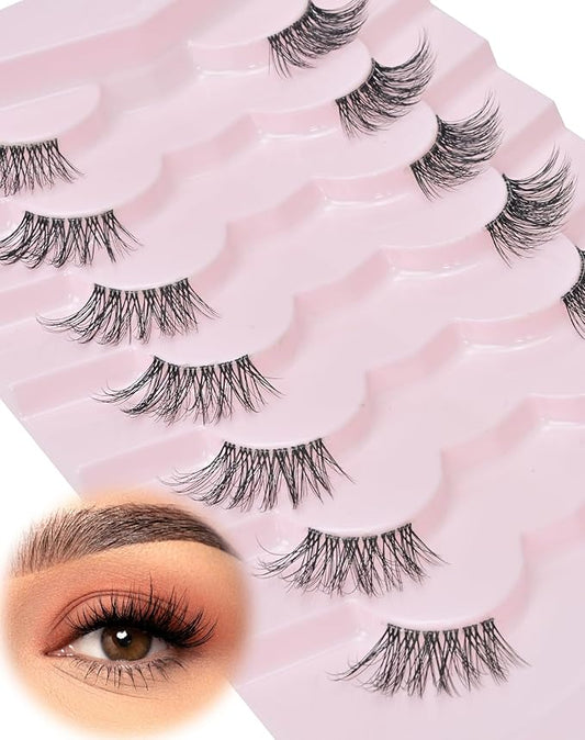 Wispy Half Lashes - Natural Corner Lashes 3/4 False Eyelashes Clear Band W08