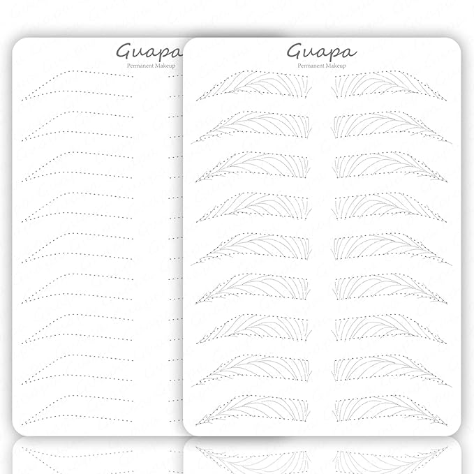 3 pcs White Microblading Hairstroke Practice Skin Hair strokes Pattern Pre-printed Silicone Practice Pad Permanent Makeup Eyebrow Tattoo Latex (9 Pairs Hairstroke Outlines)