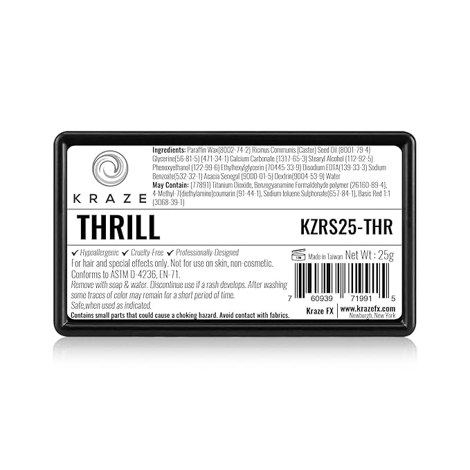 Kraze FX Dome Stroke - Thrill (25 gm), Professional 1-Stroke Split Cake, Hypoallergenic, Non-Toxic, Water Activated Face & Body Painting Makeup Supplies for Sensitive Skin, Kid Safe, Adults
