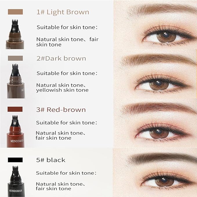 2024 Magic Eyebrow Pencil, 4PCS 4Color Waterproof 3D Microblading Eyebrow Pencil Contouring Pen, 4-Tip Microblade Eyebrow Pen, Microblading 4 Fork Tip Eyebrow Tattoo Pencil for Women and Girl (4Color)