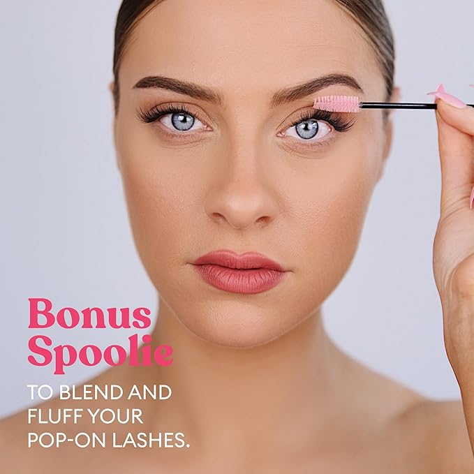 Silly George Pop-On Lashes Placement Tool + Spoolie - Precision DIY Cluster Lash Extension Tweezers & Eyelash Fluffing Tool, 2-Piece Set