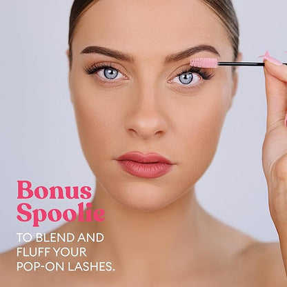 Silly George Pop-On Lashes Placement Tool + Spoolie - Precision DIY Cluster Lash Extension Tweezers & Eyelash Fluffing Tool, 2-Piece Set