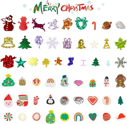 Rose Flower Christmas Chunky Glitter, 5 Boxes Mixes Sequins 3D Holographic Iridescent Theme Festival, Snowflakes, Santa Claus, Tree Craft, Santa Claus Decorate for DIY Arts Face Hair Body Nail