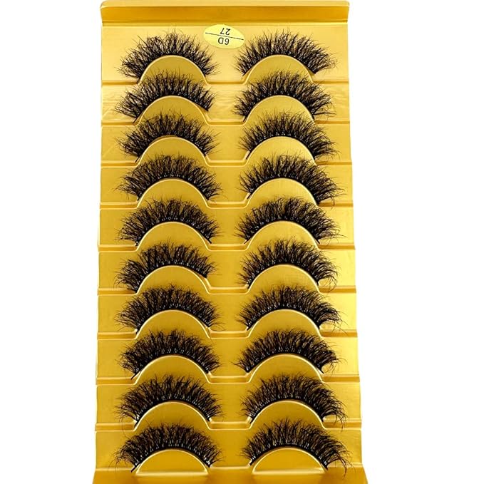 HBZGTLAD Soft Mink Eyelashes 3D Curl Winged End Eye Elongated Fake Lashes Thick Handmade Natural False Eyelash Messy Cross Lash Wholesale (6D27)