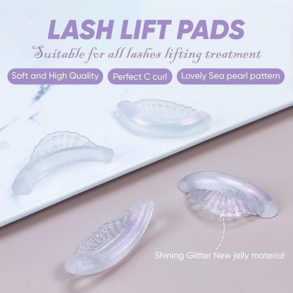 Lash Lift Rods No Glue Needed Silicone Eyelash Pads Perfect with Lash Lift Balm Glue Reusable Lash Lifting Pads (Pink Glitter)