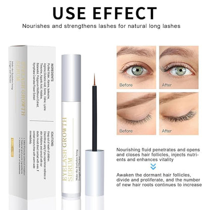 Eyelash Growth Serum, Eyelash Serum, Protects and Strengthens Eyelashes, Natural Eyelash Serum, Longer, Thicker, Stronger, Fast-Growing Eyelash Enhancer, Hormone-Free, Creates A Natural Look (5ML)