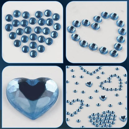 3 Sheets Face Gems Jewels Self Adhesive Rhinestones Gems for Face Eyes Makeup Hair Body Stick on Rhinestones Stickers for Valentine Festival Decal Decor(Light Blue)