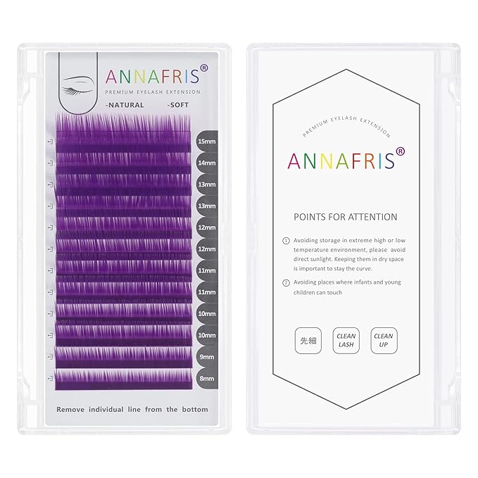 Colored Eyelash Extension Classic Blue 0.10 L Curl 8-15mm Mixed Volume Lash Extension Individual False Eye Lashes With Color By ANNAFRIS (Classic Blue,0.10 L 8-15mm Mix)