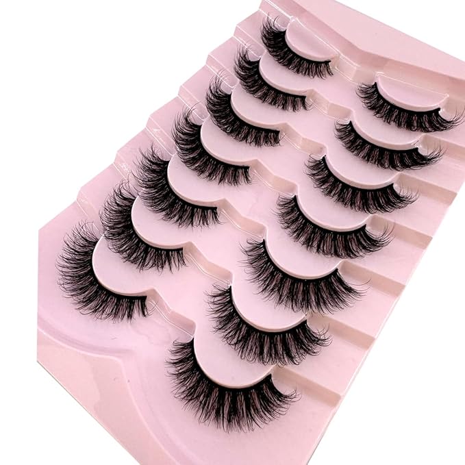 HBZGTLAD New 7 Pairs False Eyelashes Wispy Lashes Natural Look Fake Eyelashes Cat Eye Lashes Faux Mink Fluffy Strip False Lashes Pack (G98)