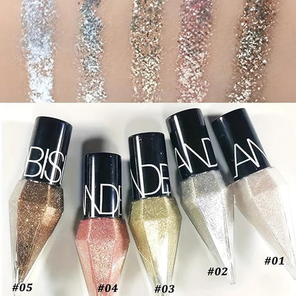 5 Pcs Glitter Eyeliner Liquid Eyeshadow Diamond Colorful Set with Shimmer and Waterproof for Gift Eye Glitter Makeup (Type A)
