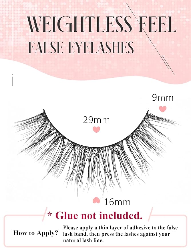 Natural Lashes Mink Natural Eyelashes False Eyelashes Natural Look False Lashes Wispy Eye Lashes Cat Eyelashes Fake Lashes KD04