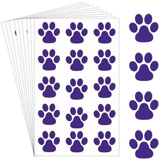 Harloon 20 Sheets 300 Pcs Paw Prints Temporary Tattoos Paws Foot Temporary Tattoo Removable Dog Stickers for Women Face Body Arm(Purple)