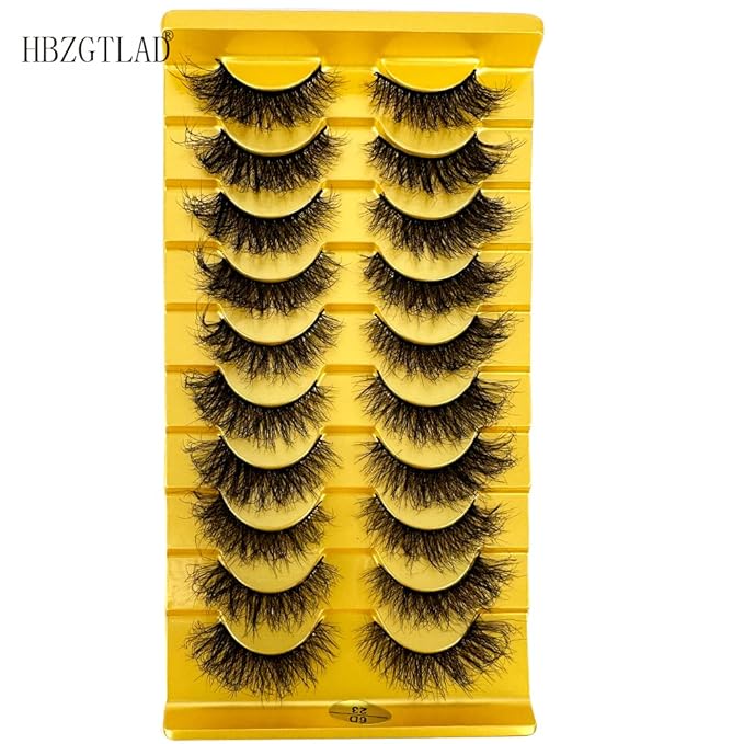 HBZGTLAD Soft Mink Eyelashes 3D Curl Winged End Eye Elongated Fake Lashes Thick Handmade Natural False Eyelash Messy Cross Lash Wholesale (6D23)
