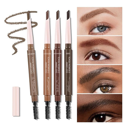 MAEPEOR Eyebrow Pencil 5 Colors Define Shape and Fill Brows with Brush, Longwearing Eye Brow Pencil for Soft Textured Natural Daily Look (05 Dark Brown)