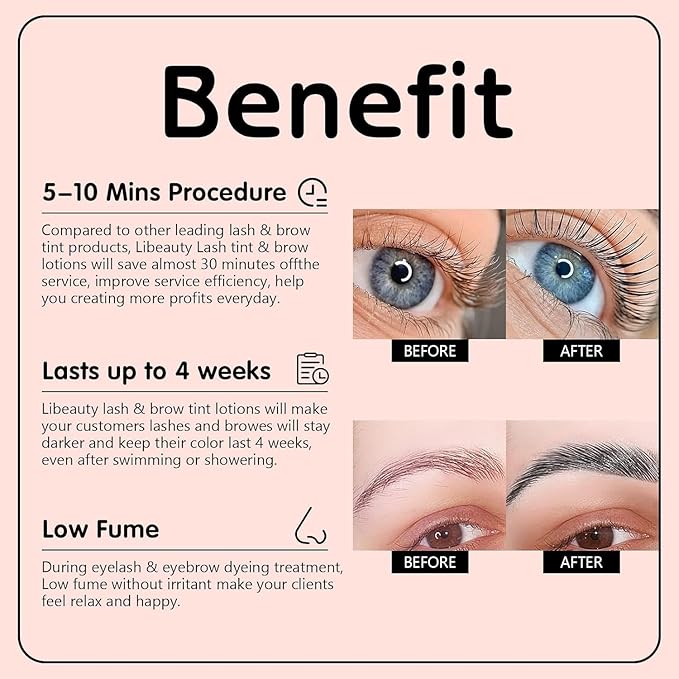 Libeauty Eyelash Black Color Kit Instant Eyebrow Black Hair Colour Kit Voluminous Coloring for Lash and Brow Perfect Partner for Lash Perm/Lift/Lamination Treatment