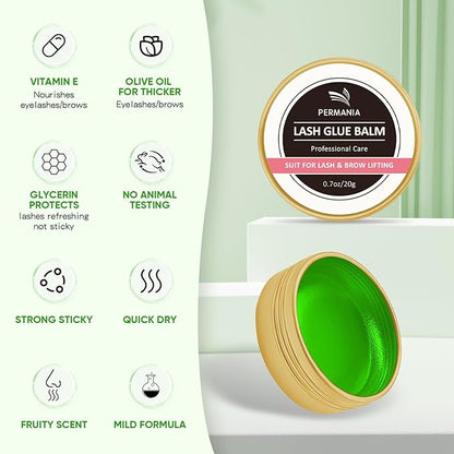 PERMANIA Lash Lift Glue Balm, Lash Lift Adhesive New Brow Lamination Glue Soft Fruity Strong Viscosity and Water Solubility for Lash Lift Kit (Apple)