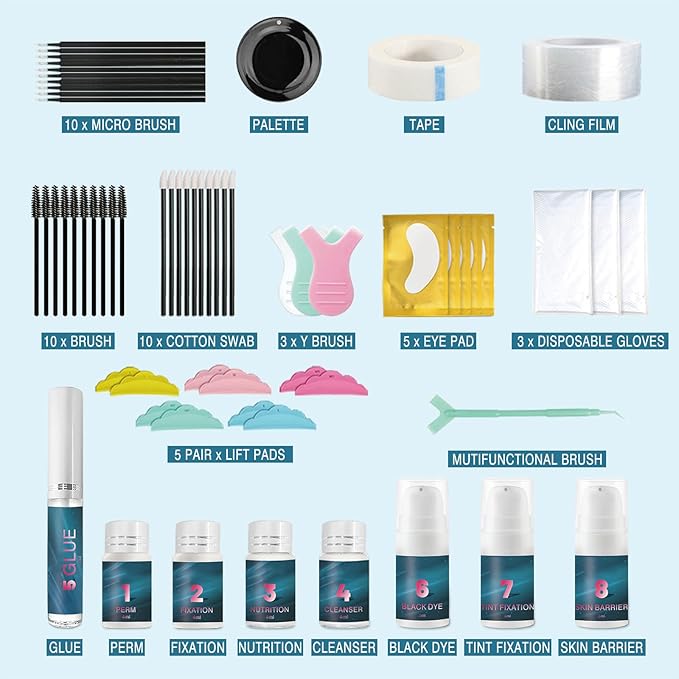 Lash Lift Kit with Brow Lamination, Eyelash Perm & Eyebrow Lamination Tools for Salon & Home