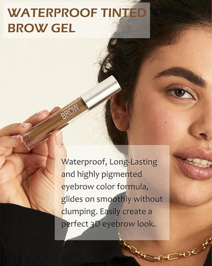 Waterproof Tinted Brow Gel- Blonde Tinted Thickening Eyebrow Gel, Brow Fast Sculpt Volumizing Eyebrow Glue, Long-Lasting Transfer-Proof Eyebrow Mascara Makeup, with Brow Razor & Brush (0.106 Oz)-03#