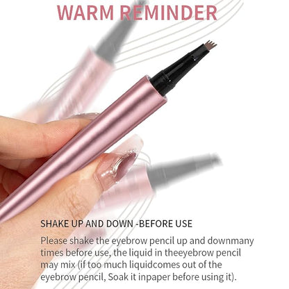 2025 Upgrade Microblading Eyebrow Pencil, 3D Waterproof 4-Tip Magic Eyebrow Pencil, Natural Makeup Long-Lasting Fine Stroke Magic, 4 Fork Tip 3D Microblading Waterproof (Light Brown)