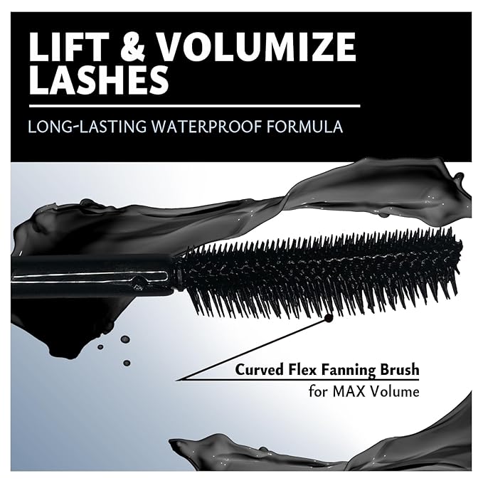 Ultra Voluminizing Intense Effect, Black Mascara for Extra-Volume, Waterproof & Long Lasting Formula, Clump Resistant Wand, 11X More Volume, Up to 48 Hrs Long Wear, Paraben Free. 1 Count
