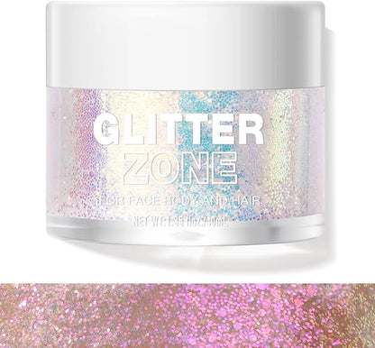 LANGMANNI Holographic Body Glitter Gel for Body, Face, Hair and Lip.Color Changing Glitter Gel Under Light. Vegan & Cruelty Free-1.35 oz (2# Sparkling Pink)