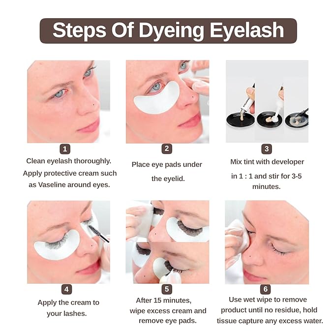 Lash Color Kit - Professional Eyelash and Brow Color Set with Natural Effect, Lasts 6 Weeks, Safe & Easy to Use for Salon Home (7ml, Brown)