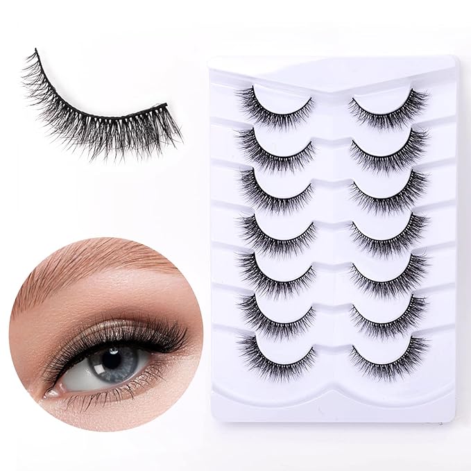 Cat Eye Natural Lashes Wispy False Eyelashes Short Fluffy Fake Lashes - 7 Pairs, ZG69