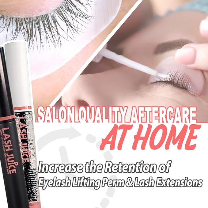 Lash Juice by Amber Lash, 3-in-1 Coating Sealant for Eyelashes with Lash Extensions and or Lash Lift Perm, Lash Serum to Protect, Nourish and Promote Healthy Thicker Fuller (Black)