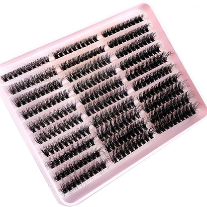 HBZGTLAD Fluffy Cluster Lashes 40D60D80D100D120D Natural Thick Eyelash Clusters D Curl Individual Lashes DIY Eyelashes Extension (300pcs 60P80P100P)