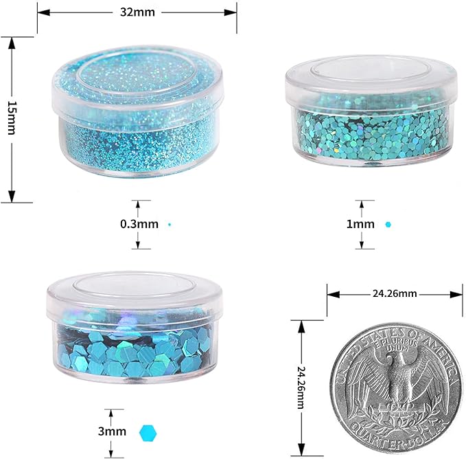1mm Holographic Hexagon Chunky Glitter for Craft,12 Colors Assorted Chunky Glitter for Resin Arts,Laser Chunky Sequin for Body and Nail Art,Ornament Decoration