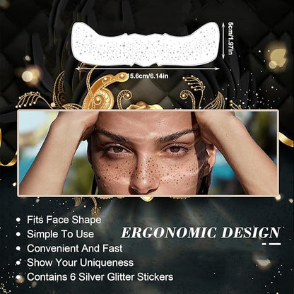 6 Pcs Glitter Freckles Face Tattoo,Waterproof Makeup Patches -Sliver-Face Glitter Speckles Patches,Glow Up Makeup Patches,Cosmetic Glitter for Face - Cute Glitter Makeup Accessories for Women