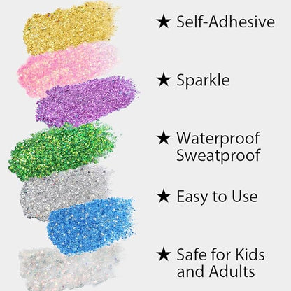 Mysense Pink Body Glitter Stick, Singer Concert Outfit Face Glitter Makeup, Festival Rave Pride Accessories, Hair Glitter Gel for Kids Women, Sparkling Mermaid Sequin Chunky Glitter Face Paint, 0.56oz