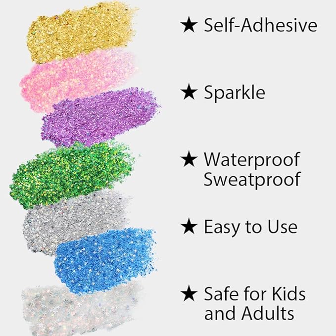 Mysense Gold Body Glitter Stick,Face Hair Glitter Makeup,Music Festival Concert Outfit Rave Pride Accessories for Women,Mermaid Sequins Chunky Glitter Face Paint,Hair Glitter Gel for Kids,0.56oz