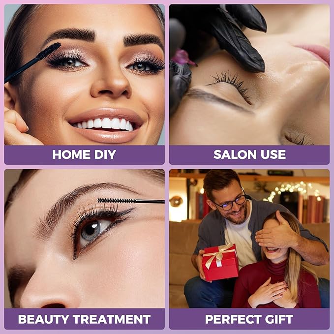 Lash Lift & Brow Lamination Kit with Black Color, Lash Lift Kit & Eyebrow Lamination Kit with All Tools for Fuller Thicker Voluminous Eyebrows & Curled Eyelashes, Lasting for 6-8 Weeks