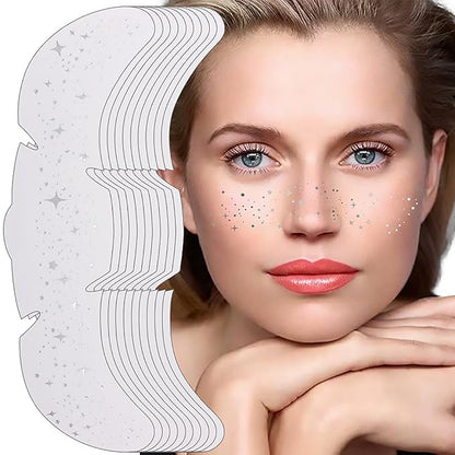 Face Glitter Freckles Tattoo, Sliver Glow Up Makeup Patches, Face Glitter Makeup Speckles Patches, Cute Glitter Makeup Accessories for Women Cosmetic Glitter for Face - 10 Counts (Sliver #01)