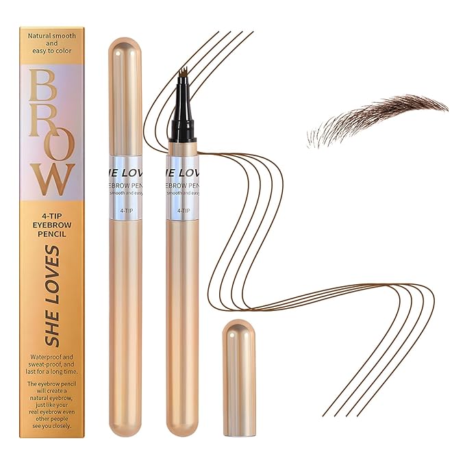 Magic Eyebrow Pencil, 2024 New 3D Microblading Waterproof Eyebrow Pencil, Natural Makeup Fine Stroke Magic Eyebrow Pencil with 4 Micro-Fork Tip for Women (Deep Coffee)