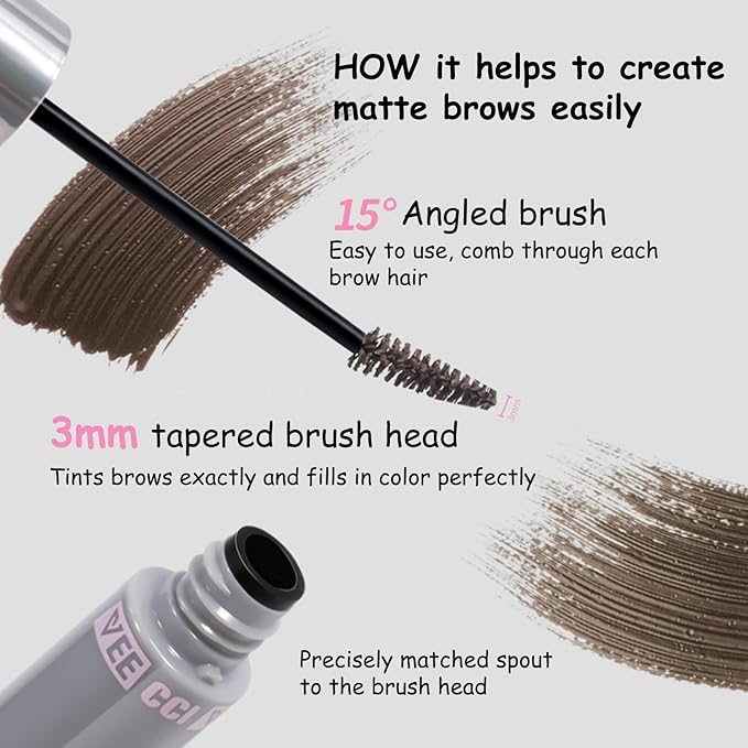 Waterproof Eyebrow Gel Mascara - Tinted, Smudge-Proof Formula for Women - Long-Wear Microblading Makeup with Ultra-Fine Precision Brush - Creamy Lightweight Tattoo Dye(Taupe)