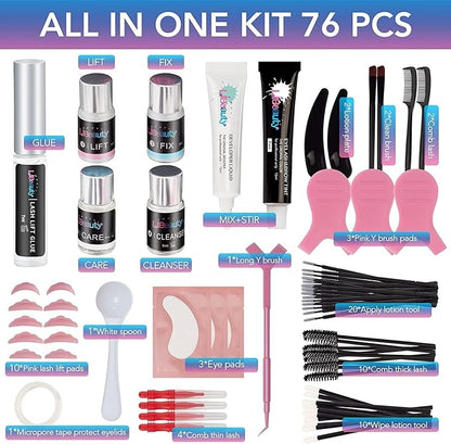 Libeauty Eyelash Lift and Color Kit Brow Lamination with Black Lash Perm Quick Lifting & Voluminous Coloring with Complete Tools DIY Use at Home & Salon Supplies