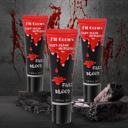 GL-Turelifes Halloween Fake Blood Paint Makeup, Coagulated Blood Scab Blood Gel, Special Effects Wound Modeling SFX Makeup for Zombie Vampire Monster Cosplay Mouth Clothes Dress Up 1.06oz (Black Red)