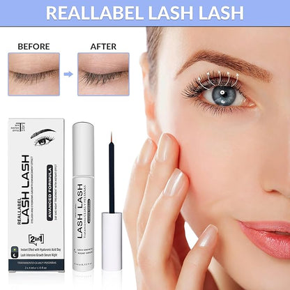 Eyelash Serum With Hyaluronic Acid-Eyebrow And Eyelash Growth Serum, 2 In 1 Instant Lash Lift Serum Without Prostaglandin Grow Eyebrows Fast And Thicker-Day And Night Eyelash Growth Serum (2x4ml)