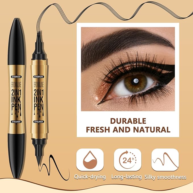 1 Pcs Microblading Eyebrow Pencil 2-in-1 Dual-ended Eyebrow Pen 4-Prong Micro-Fork Tip Applicator & Precision Brush Tip Brow Pencil Waterproof Stay on All-day Makeup for Natural Eyebrow, Black